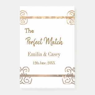 Goldene Vintage-Glitzer-Paar-Name perfekt passend Post-it Klebezettel