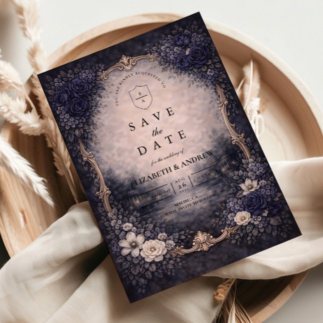Goldene Vintage-Hochzeit mit Blumenmuster Save The Date (Von Creator hochgeladen)
