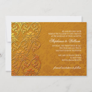 Goldene Vintage-Spitzen-Hochzeitseinladung Einladung