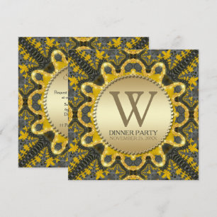 Goldene Vintage-Stammes-Batik-Dinnerparty Einladung