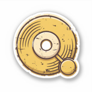 Goldene Vinyl-Schallplatte mit Logo-Suchsymbol im Aufkleber