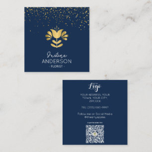 Goldene Visitenkarte mit Blumenmuster – Elegante f