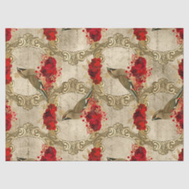 Goldene Vögel und Rote Flora Seidenpapier