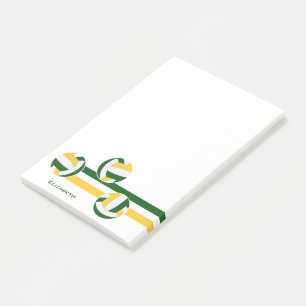 Goldene Volleyballs Abstrichname Spieler Post-it Klebezettel