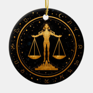 Goldene Waage Sternzeichen Waage Keramik Ornament