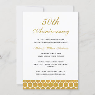 Goldene Waben-Hochzeitseinladung zum 50. Jubiläum Einladung