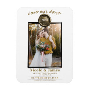 Goldene Wachssiegel-Foto-Hochzeit Save the Date Magnet
