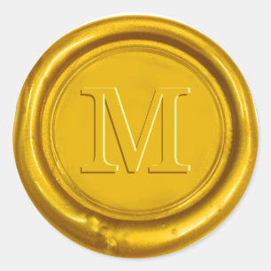 Goldene Wachssiegel mit fettem Initial-Monogramm a Runder Aufkleber