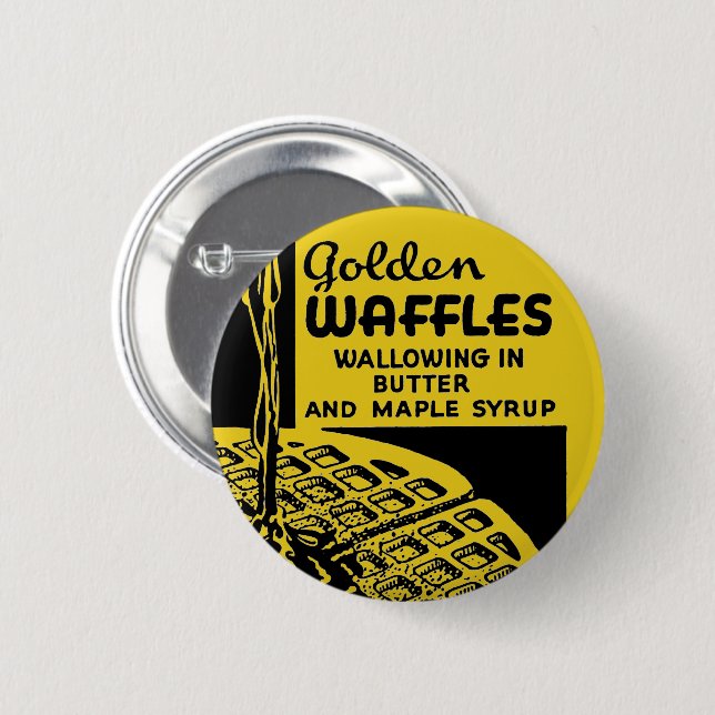 Goldene Waffeln, die in der Butter sich wälzen Button (Vorne & Hinten)