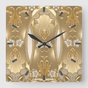 goldene Wand-Uhr Quadratische Wanduhr