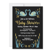 Goldene Wasserfarbe Schwanendusche Einladung