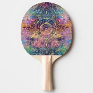 Goldene Wasserfarbe und Nebula Mandala Tischtennis Schläger