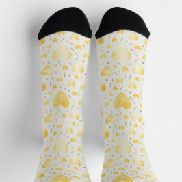 Goldene Wasserfarben-Herzen & Glitter-Funkel-Muste Socken