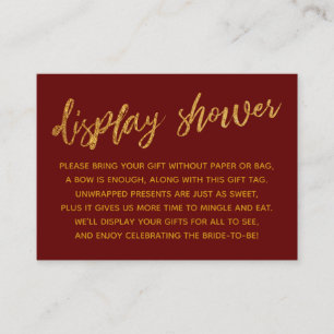 Goldene Waves & Handwriting Burgundy Display-Dusch Begleitkarte