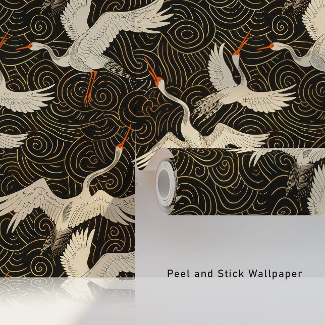 Goldene Waves und straffe Krane Tapete (Von Creator hochgeladen)