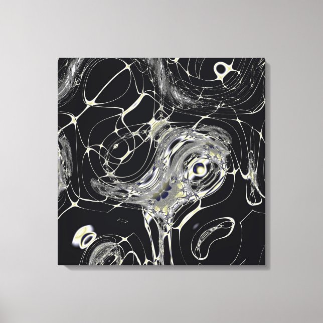 Goldene Web-Abstrakte Fraktal-Kunst Leinwanddruck (Vorderseite)