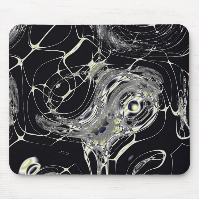 Goldene Web-Abstrakte Fraktal-Kunst Mousepad (Vorne)