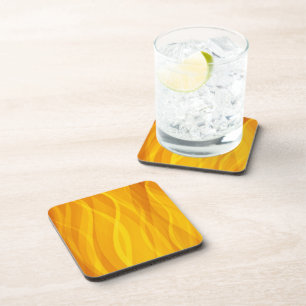 Goldene Weberwellen Set von 6 gelben Untersetzer