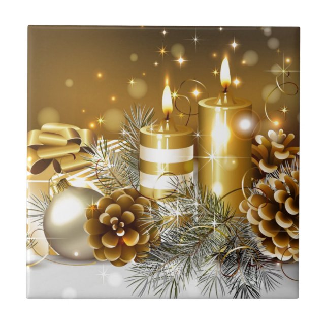 Goldene Weihnachten Fliese (Vorderseite)