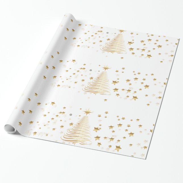 Goldene Weihnachten Geschenkpapier (Ungerollt)
