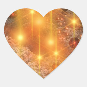 Goldene Weihnachten Herz-Aufkleber