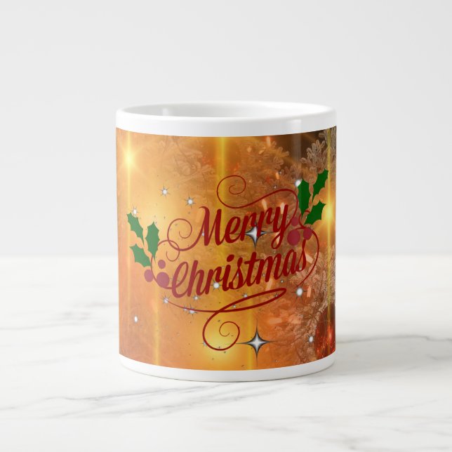 Goldene Weihnachten Jumbo-Tasse (Vorderseite)
