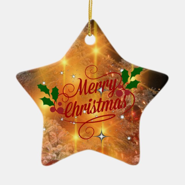 Goldene Weihnachten Keramik Ornament (Vorne)