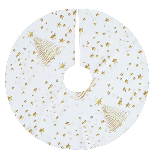 Goldene Weihnachten Polyester Weihnachtsbaumdecke (Vorderseite)