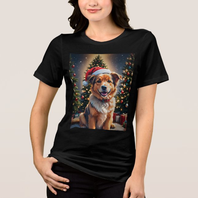 Goldene Weihnachten Tri-Blend Shirt (Vorderseite)