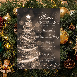 Goldene Weihnachten Winter Onederland 1. Geburtsta Einladung