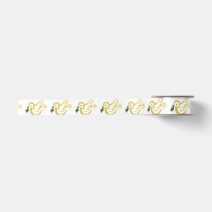 Goldene weihnachtliche Taube mit heiligen Sprien Satinband
