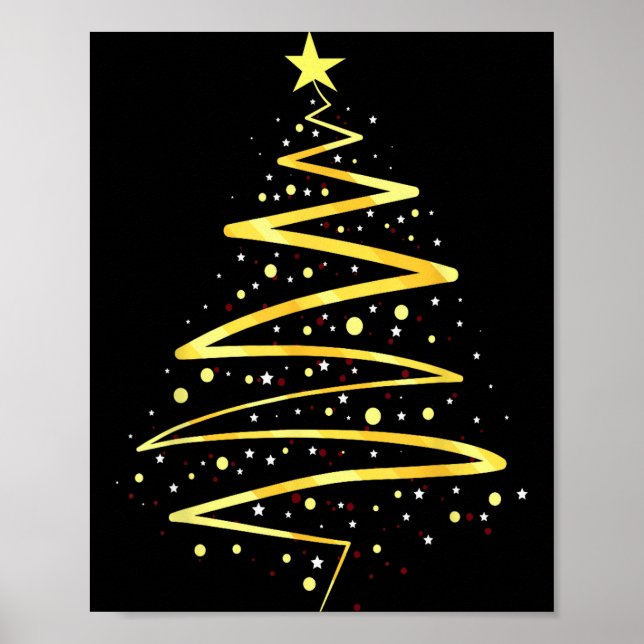 Goldene Weihnachtsbaum-Dekoration Poster (Vorne)