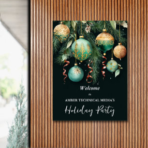 Goldene Weihnachtsbaum-Ornamente Weihnachtsfeier Poster