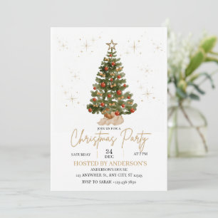 goldene Weihnachtsbaum-Party-Einladung Einladung