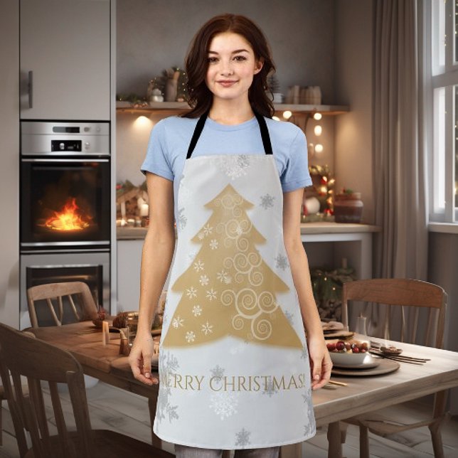 Goldene Weihnachtsbaum-Schürze Schürze (Gold Festive Christmas Tree Apron)
