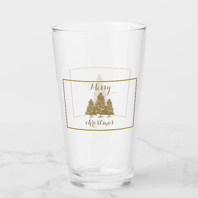 Goldene Weihnachtsbäume Glas (Vorderseite)