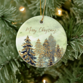 Goldene Weihnachtsbäume Keramik Ornament