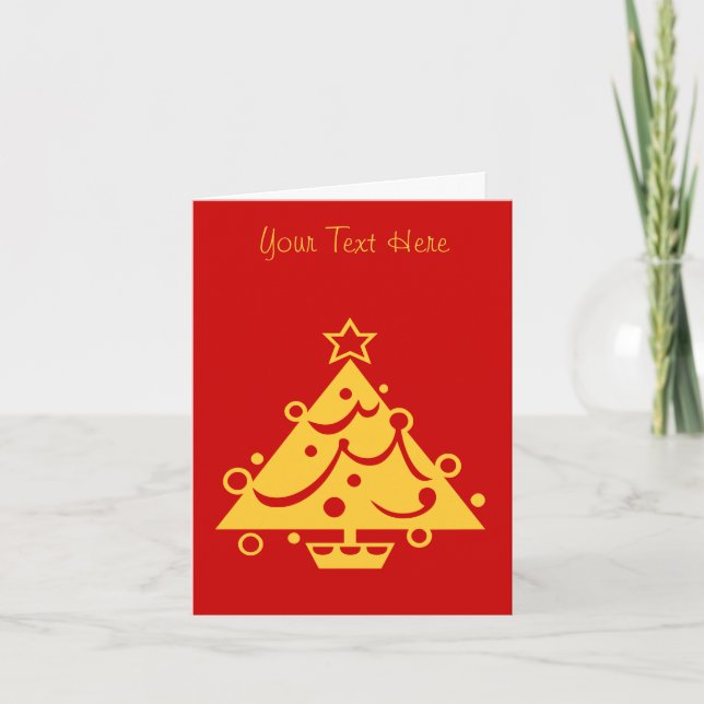 goldene Weihnachtsbaumgrafik Rot Feiertagskarte (Vorderseite)