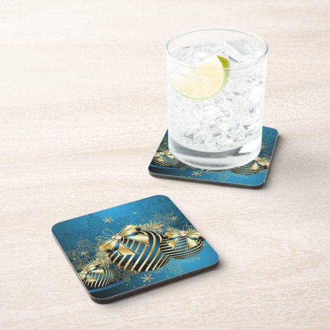 Goldene Weihnachtsbaumküste Getränkeuntersetzer (Rechte Seite)
