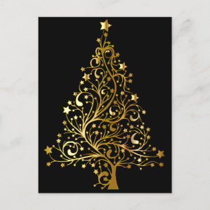 Goldene Weihnachtsbaumpostkarte Postkarte