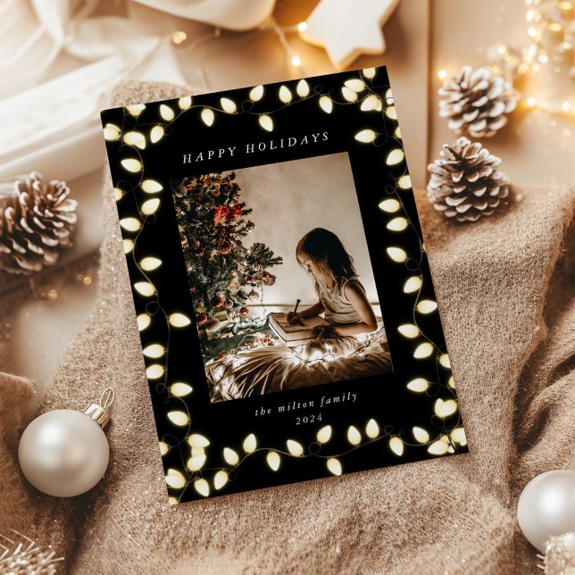 Goldene Weihnachtsbeleuchtung Ein Foto Feiertagskarte (Von Creator hochgeladen)