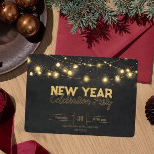 Goldene Weihnachtsbeleuchtung Minimalistisches Neu Einladung