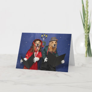 Goldene WeihnachtsCarolers Feiertagskarte