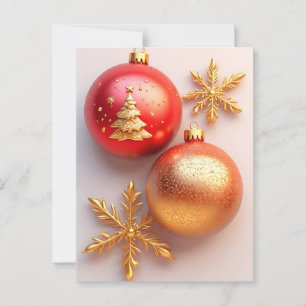 Goldene Weihnachtsdekorationen Postkarte