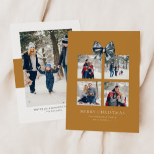 Goldene Weihnachtsfeier mit Ribbon-Bow Feiertagskarte
