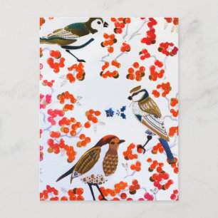 Goldene Weihnachtsgeburten Holly Berries Branchen Postkarte