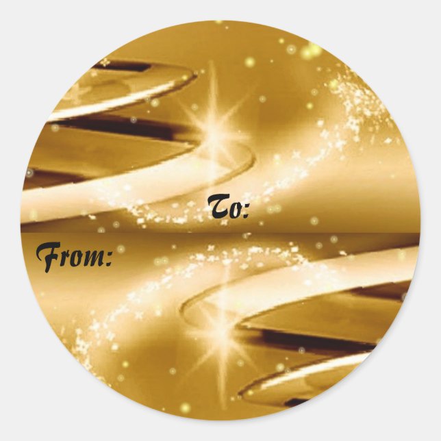 Goldene Weihnachtsgeschenke Runder Aufkleber (Vorderseite)