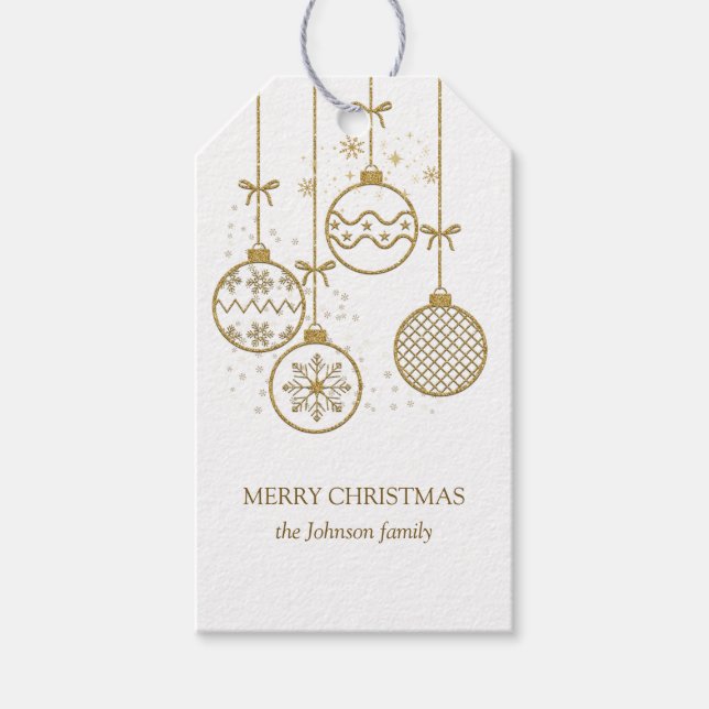 Goldene Weihnachtsgeschosse Geschenkanhänger (Vorderseite)