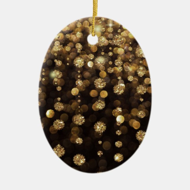 Goldene WeihnachtsGlitzer-Glitzern Keramik Ornament (Vorne)