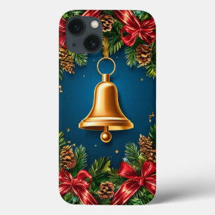 Goldene Weihnachtsglocke umgeben von festlichen ro Case-Mate iPhone Hülle